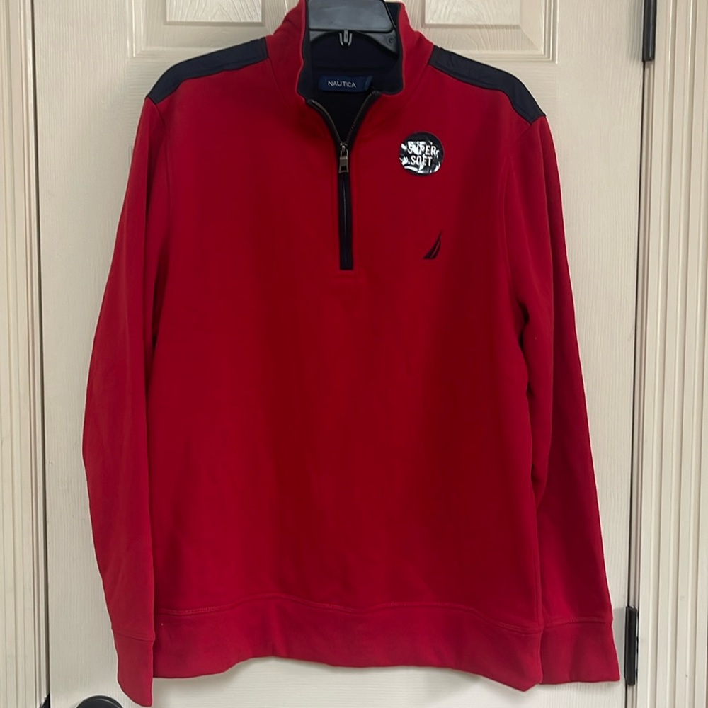 Nautica pullover size Large. New! Red and navy.